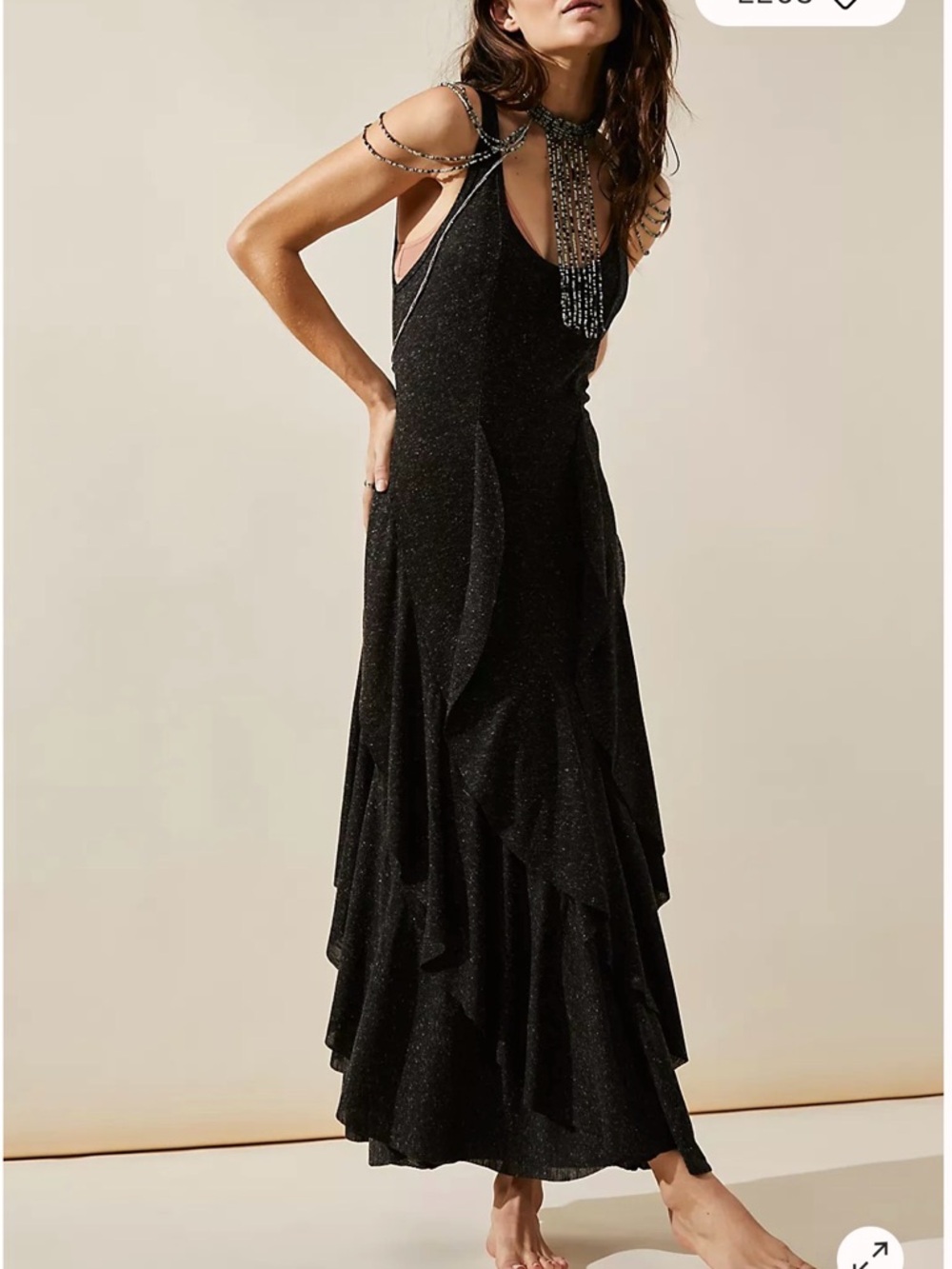 Free People Ruffle Romance Midi Dress Sleeveless Black Small NWT - Picture 2 of 9